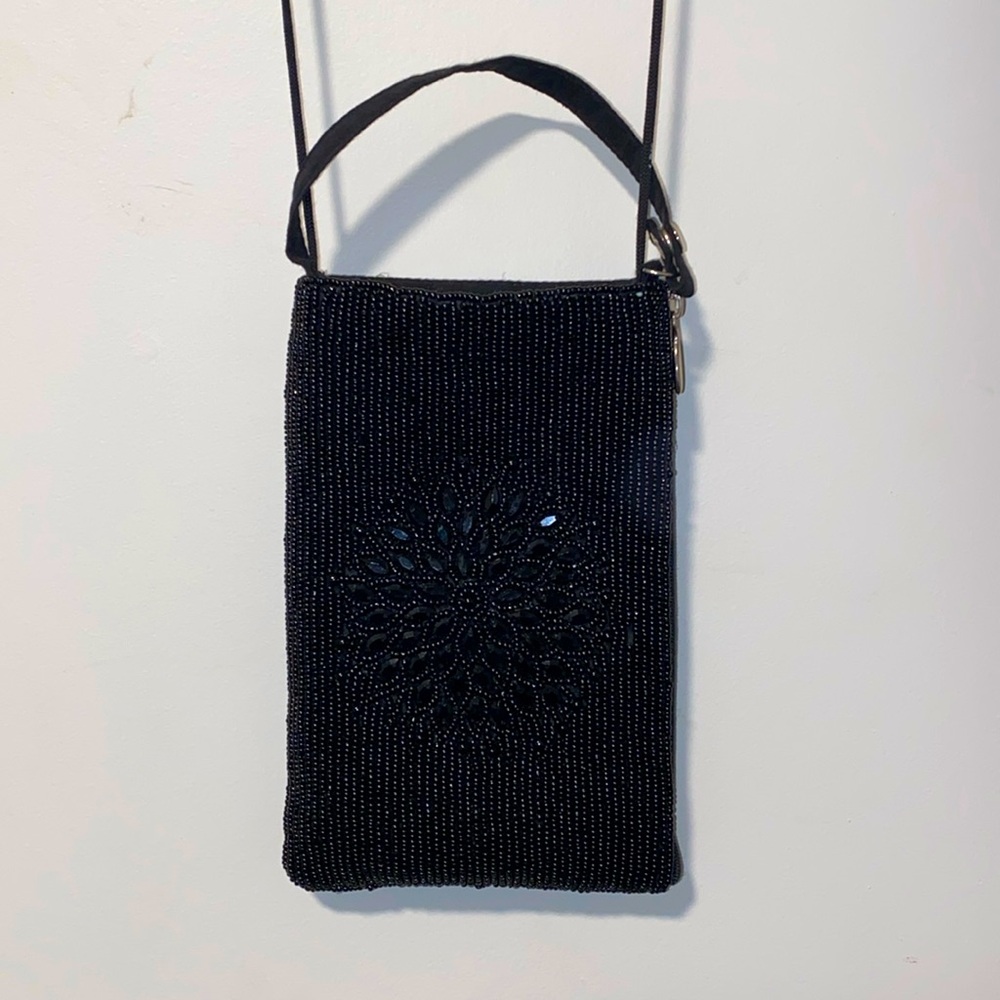 Black Beaded Crossbody Bag - Women